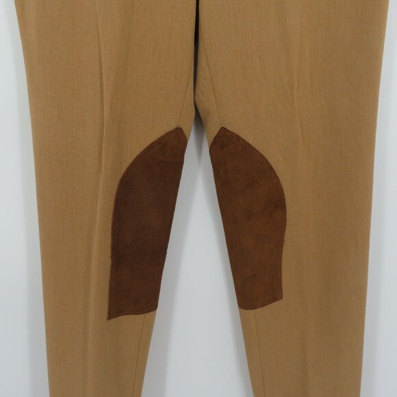 Lauren Ralph Lauren LRL Women 12 Tan Brown Stirrup Pants Leather Patches NEW Y2K - Picture 4 of 12